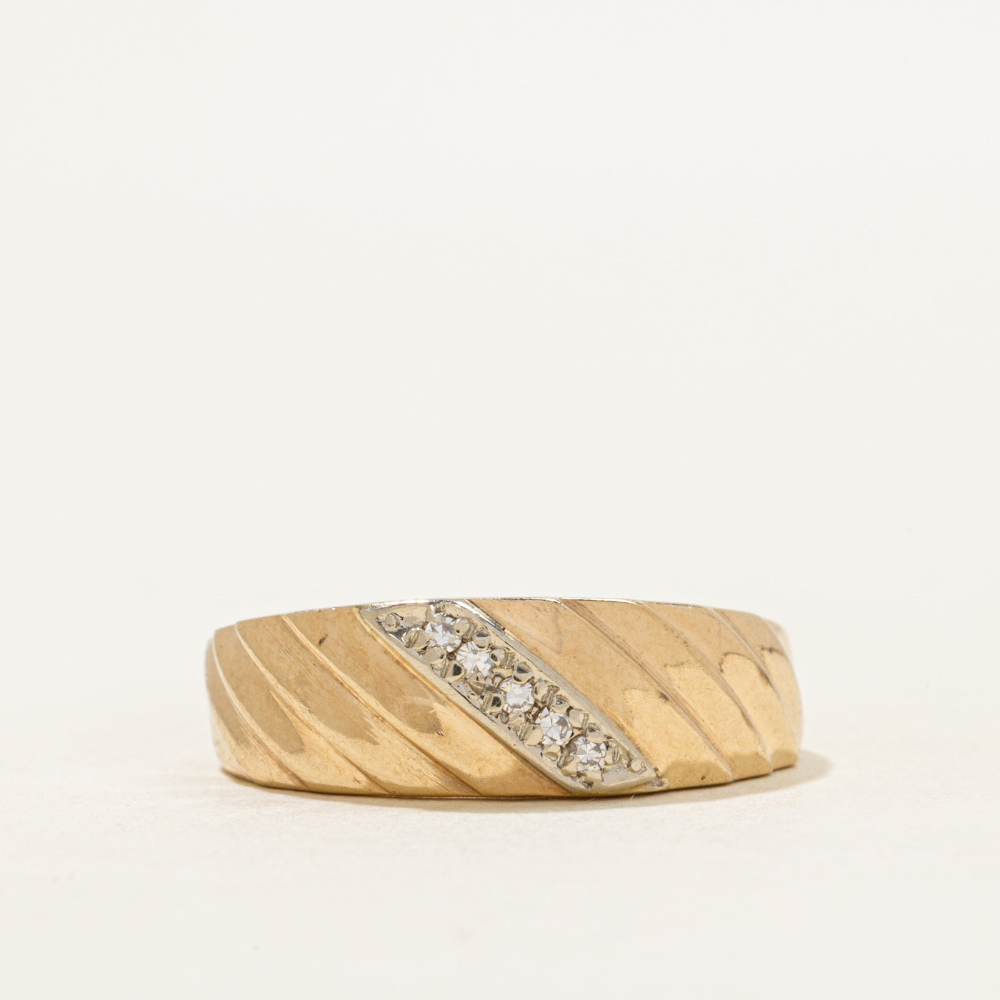 Diagonal Diamond Grooved Ring | SZ 8