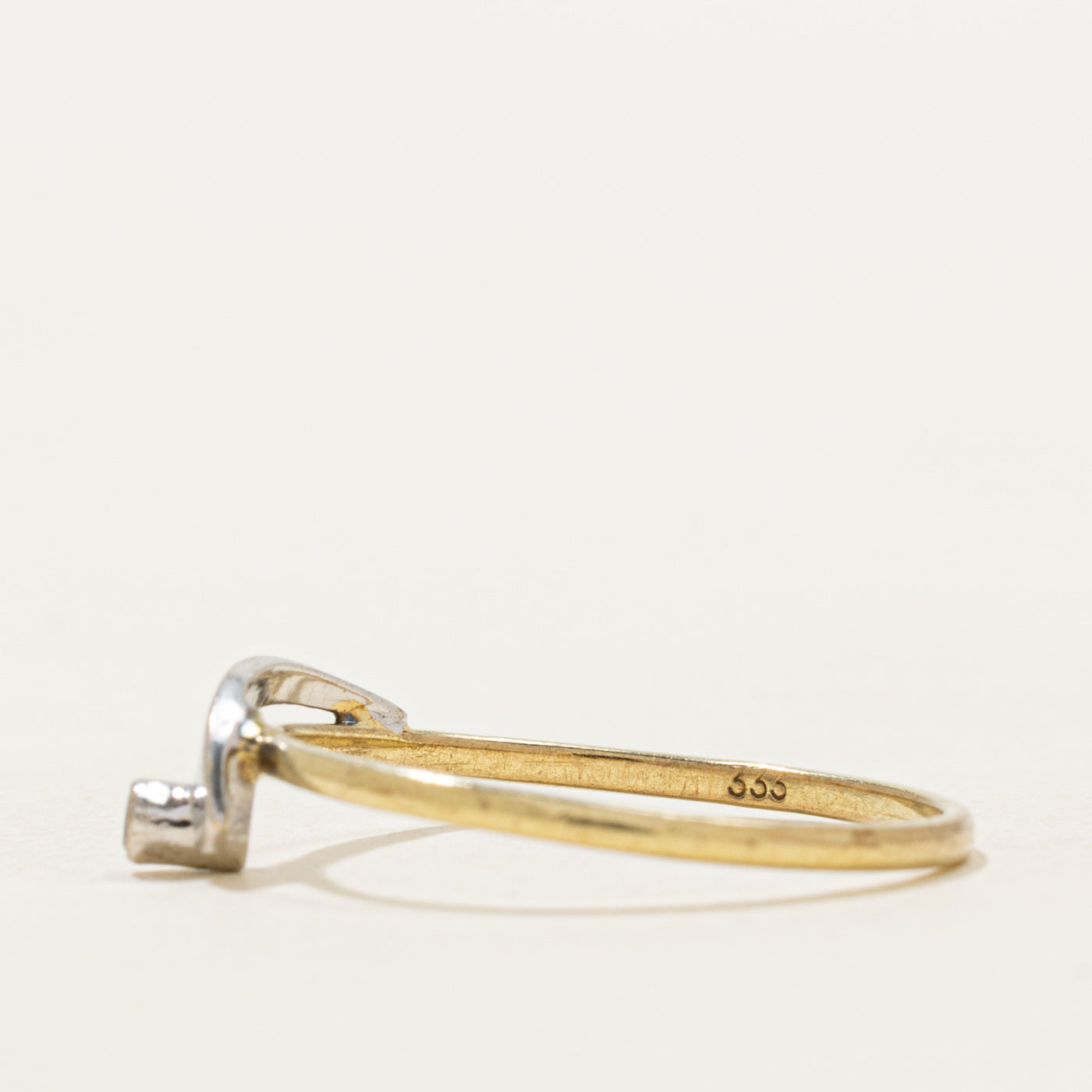 Two-Tone Bezel Set Diamond Wave Ring | SZ 7