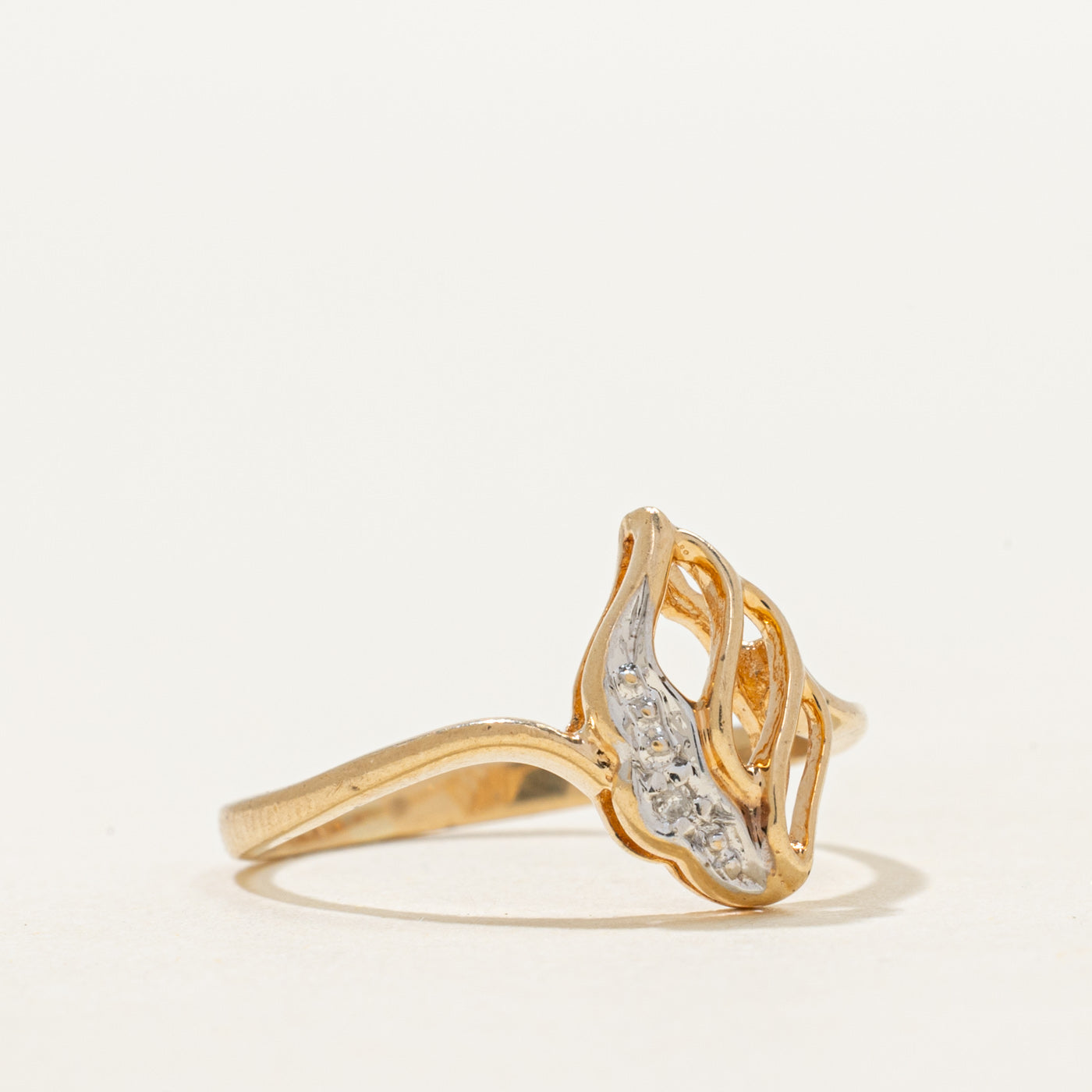 Diamond Openwork Leaf Ring | SZ 4.75