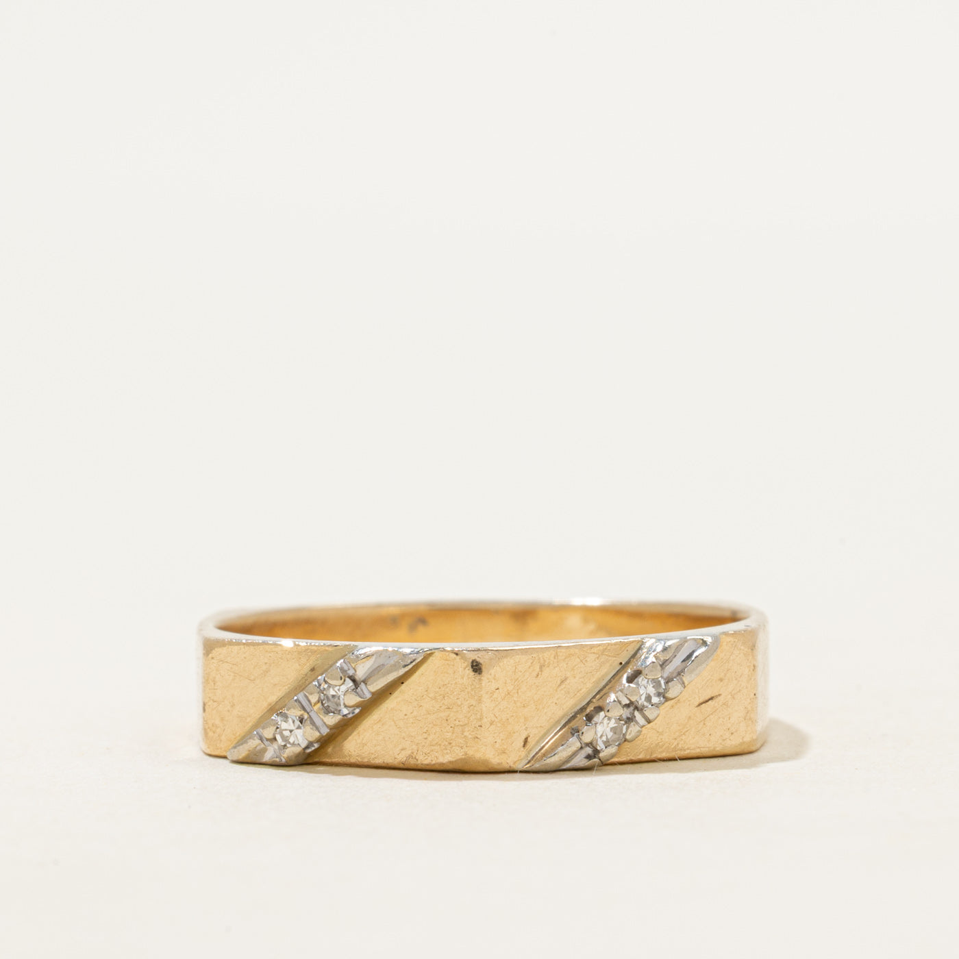 Diagonal Diamond Hexagon Band | 4mm | SZ 10.25