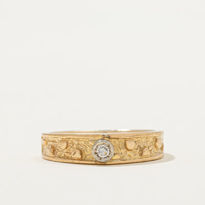 Bezel Set Diamond Textured Band | 0.03ct | SZ 4