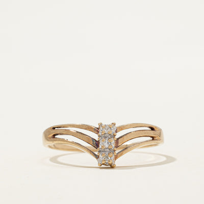 Three Stone Diamond Chevron Ring | 0.03ctw | SZ 9.5