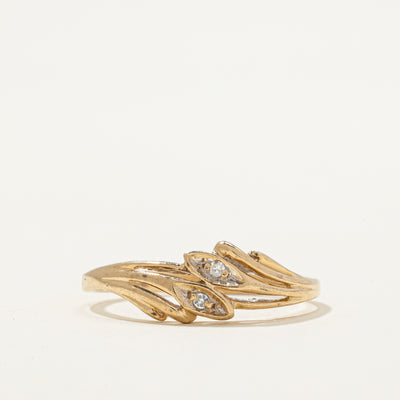Two Stone Diamond Grooved Bypass Ring | 0.02ctw | SZ 7.25