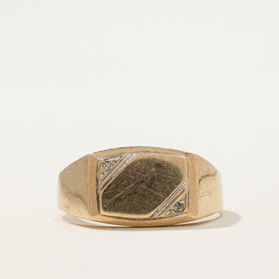 Diamond Edged Signet RIng | 0.02ctw | SZ 11