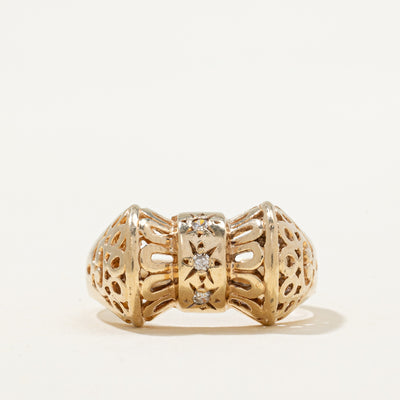 Star Set Diamond Bow Design Ring | 0.03ctw | SZ 5.75