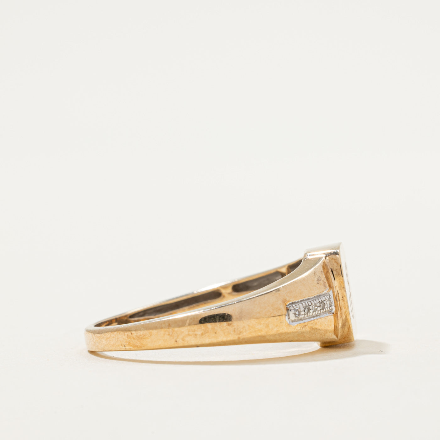 Diamond 'J' Initial Signet Ring | 0.03ctw | SZ 10.5