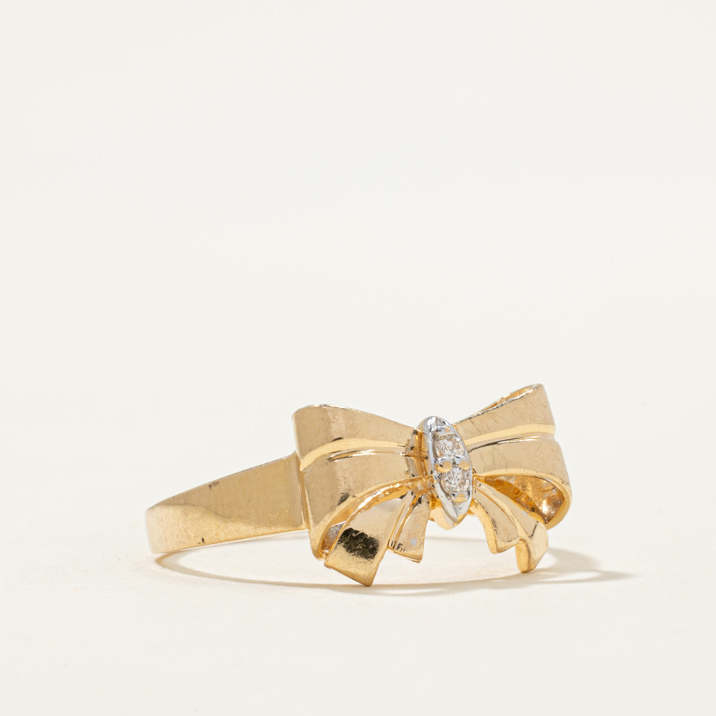 Bague nœud papillon en diamant | 0,02 ct | Taille 7