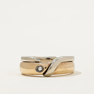 Two Tone Gold Diamond Interlocking Rings | 0.01ct | SZ 6