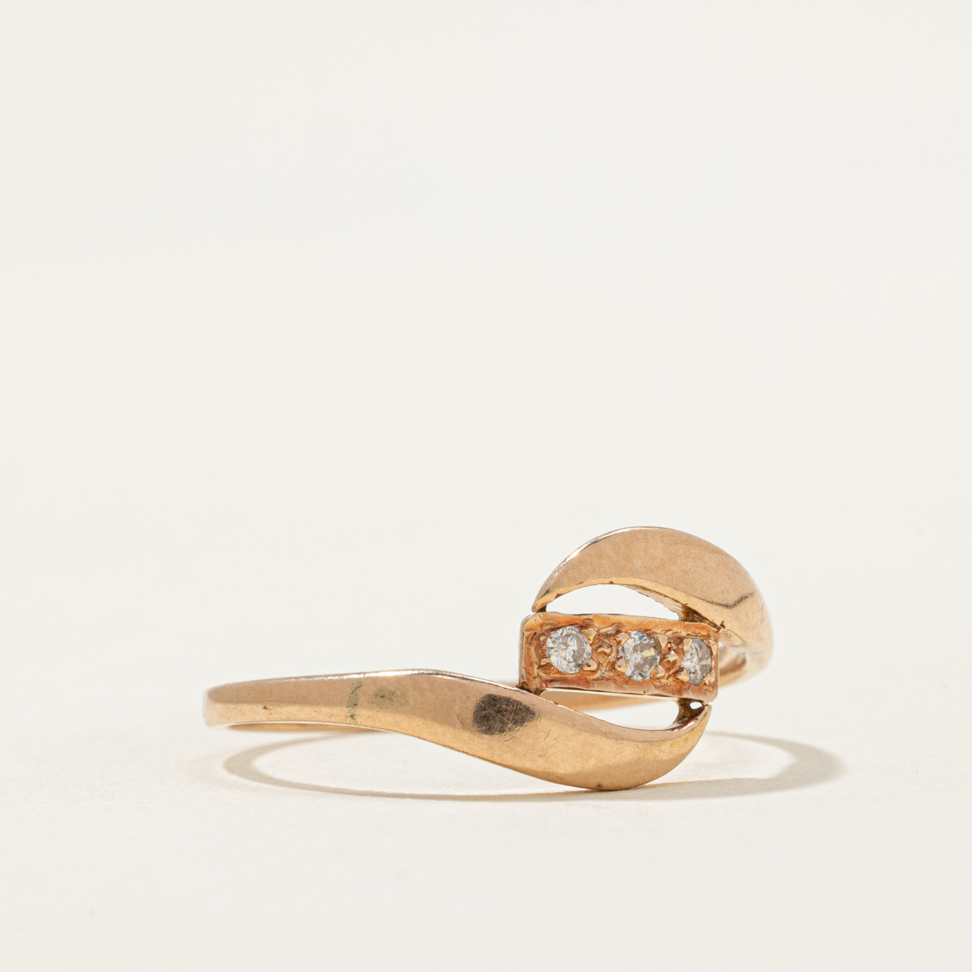 Three Stone Diamond Bypass Ring | 0.06ctw | SZ 7.25