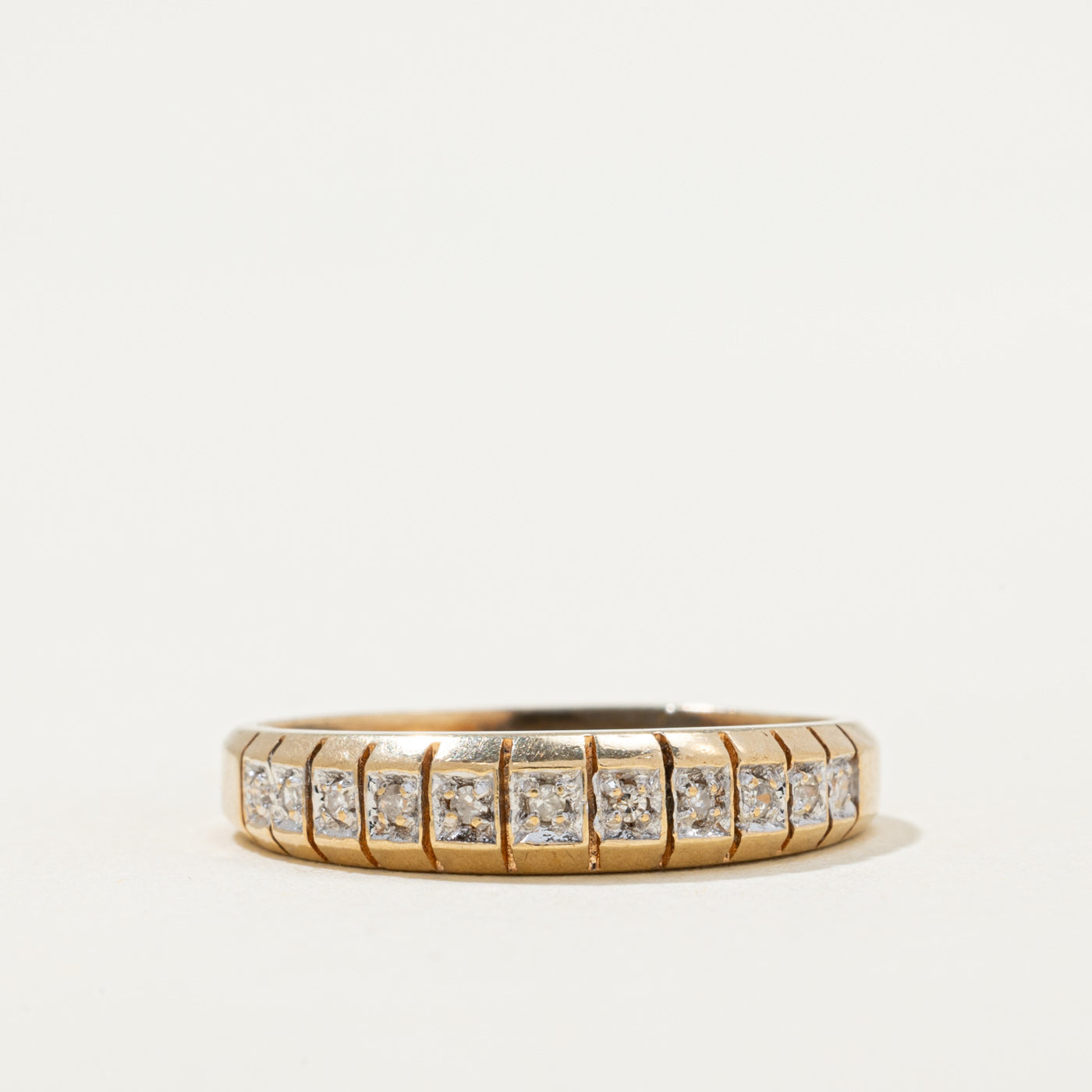 Semi Eternity Diamond Grooved Band | 0.06ctw | SZ 7.5