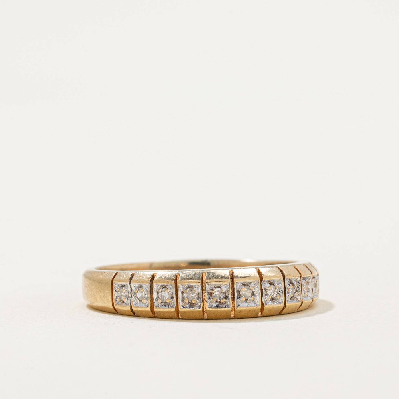Semi Eternity Diamond Grooved Band | 0.06ctw | SZ 7.5