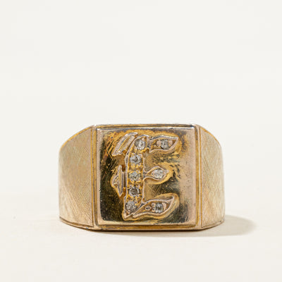 Diamond 'E' Initial Signet Ring | 0.08ctw | SZ 6.5