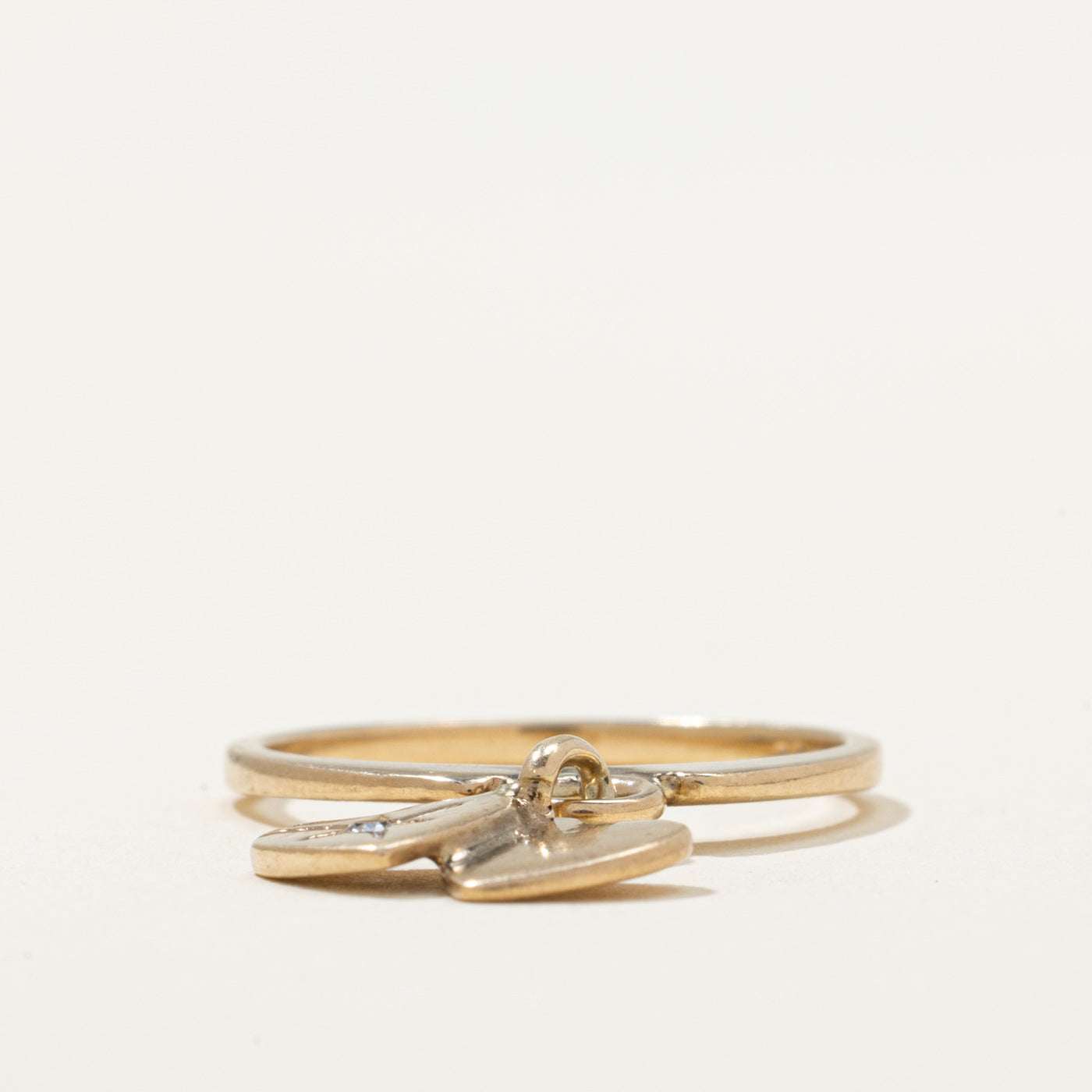 Diamond Double Heart Charm Ring | 0.02ct | SZ 5.25