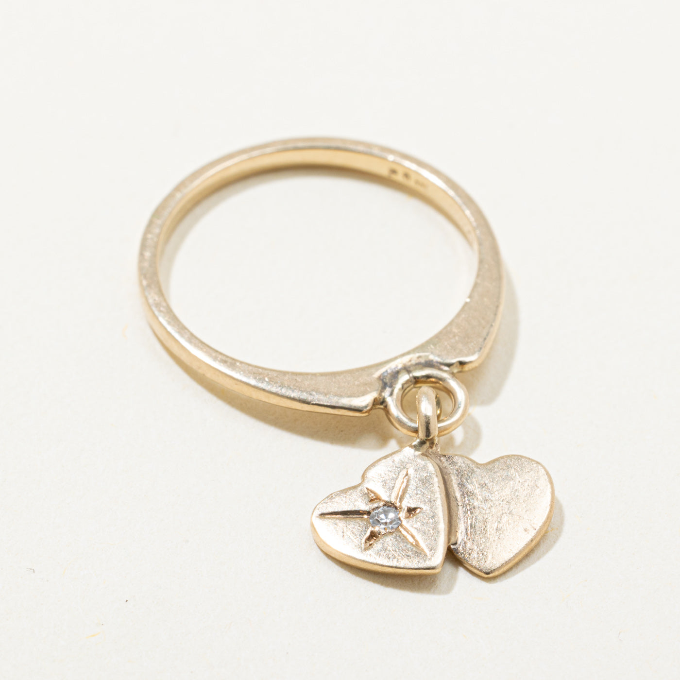 Diamond Double Heart Charm Ring | 0.02ct | SZ 5.25