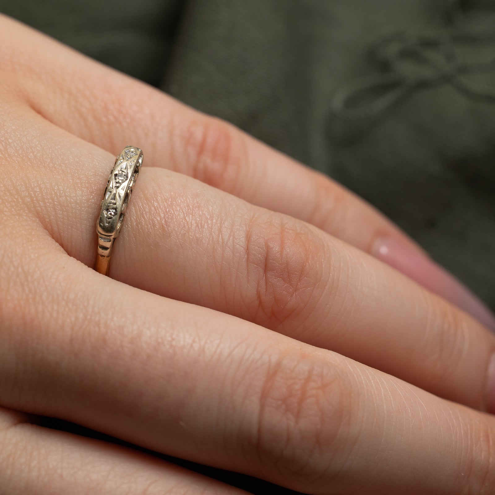 Diamond Textured Band Ring | 0.02ctw | SZ 4.75