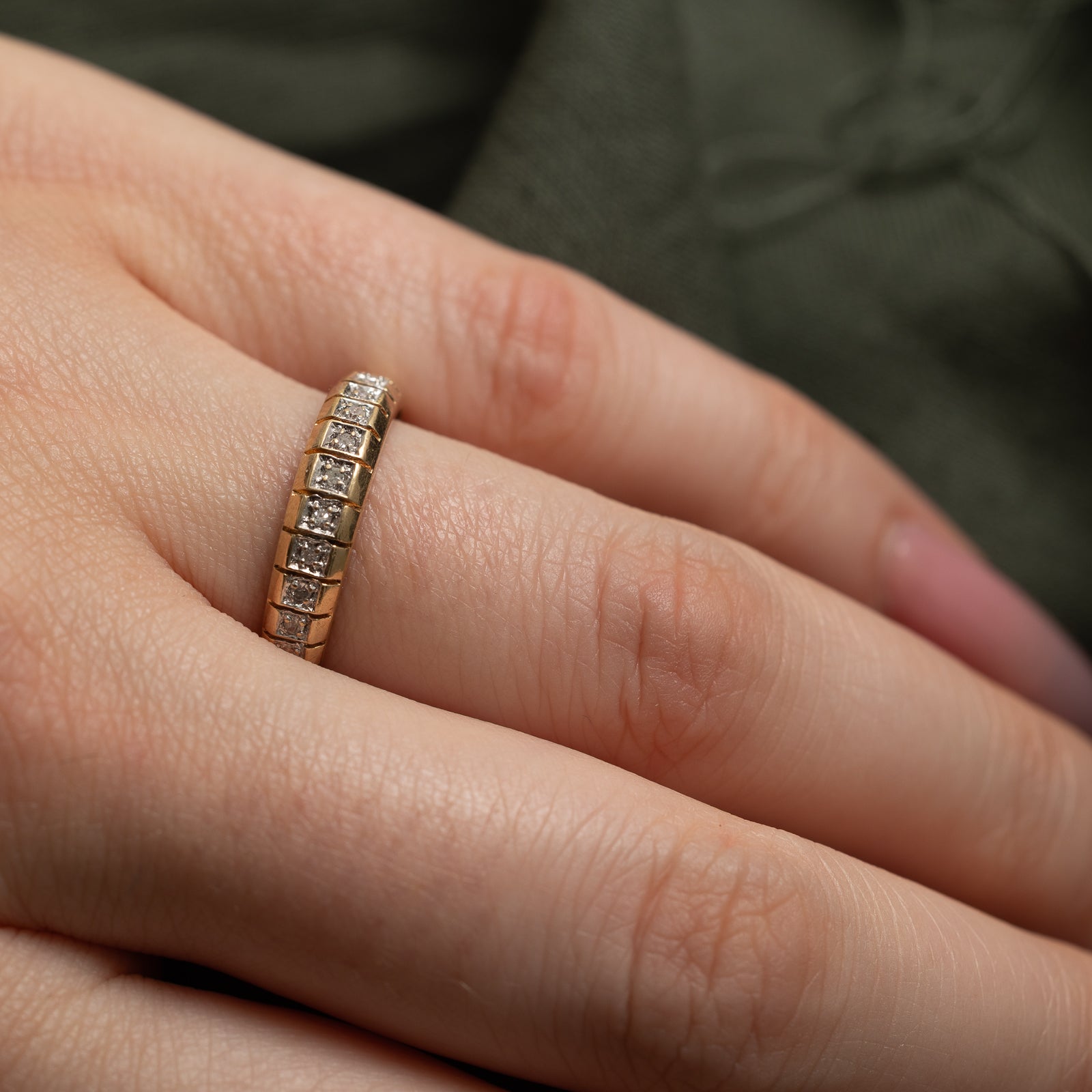 Semi Eternity Diamond Grooved Band | 0.06ctw | SZ 7.5