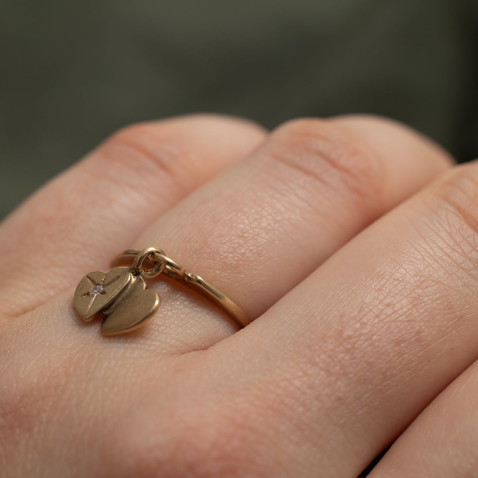 Diamond Double Heart Charm Ring | 0.02ct | SZ 5.25