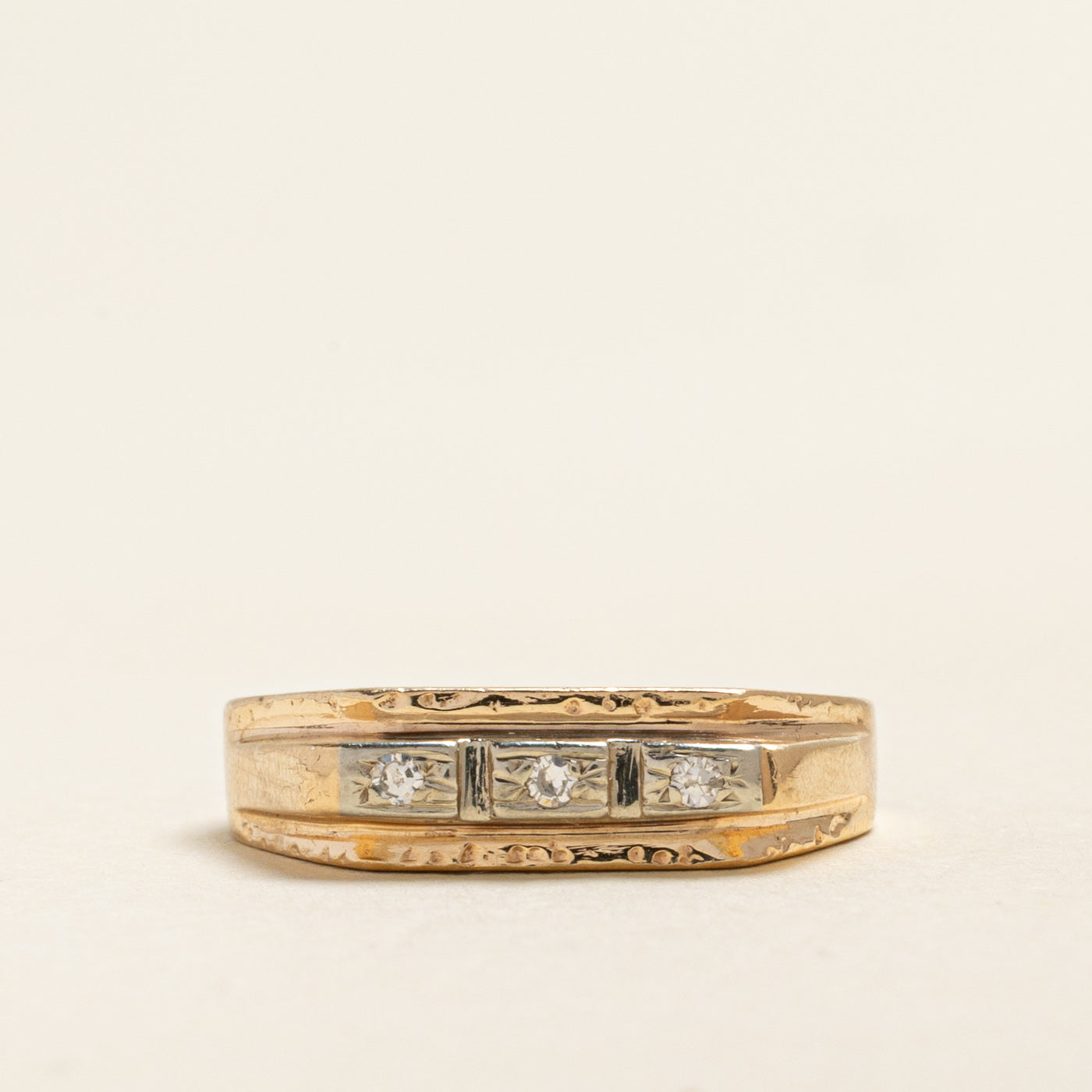 Three Stone Diamond Textured Ring | 0.04ctw | SZ 6
