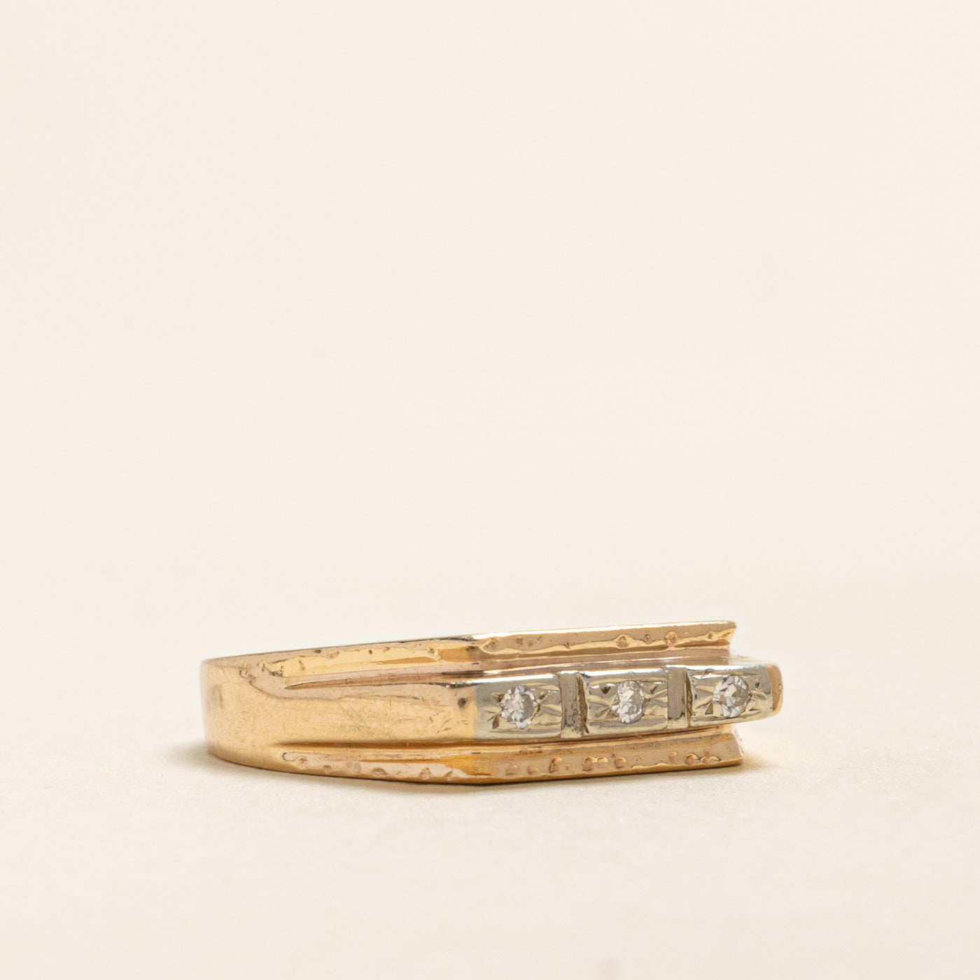 Three Stone Diamond Textured Ring | 0.04ctw | SZ 6