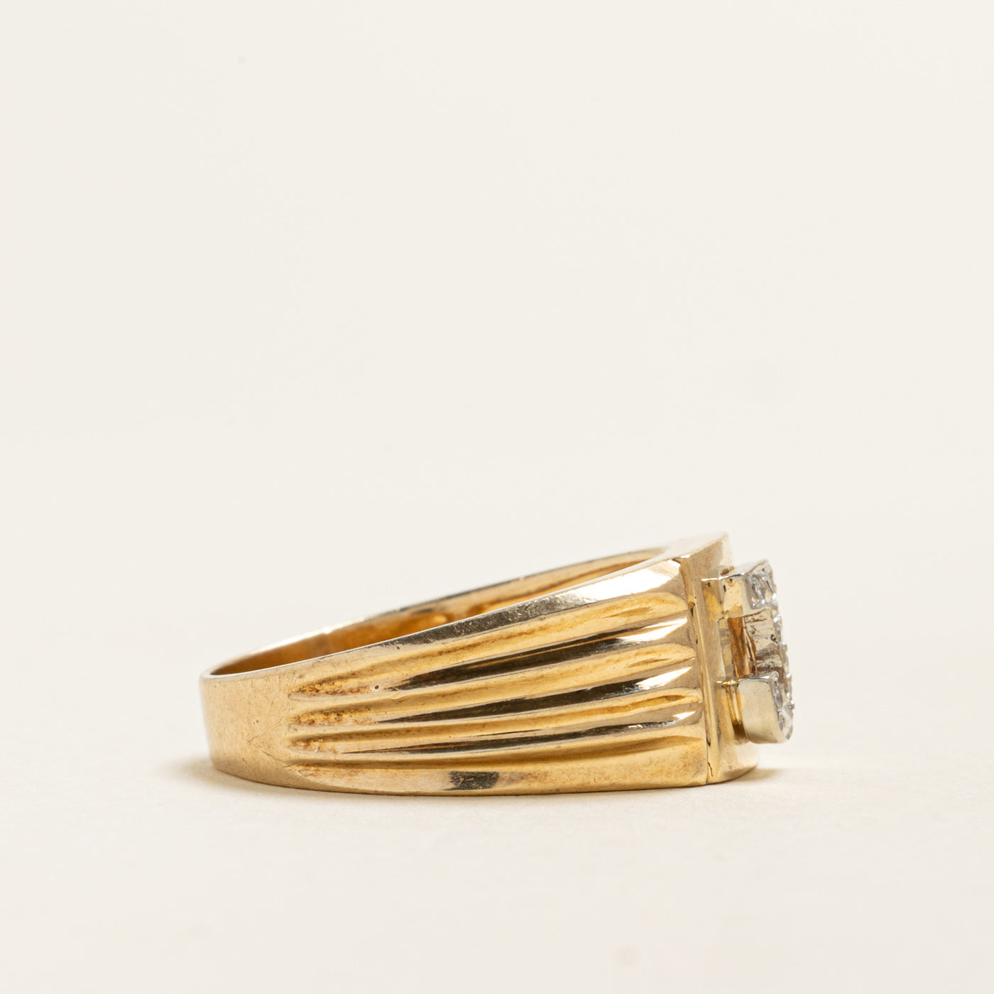 Diamond Grooved 'J' Initial Ring | 0.06ctw | SZ 9