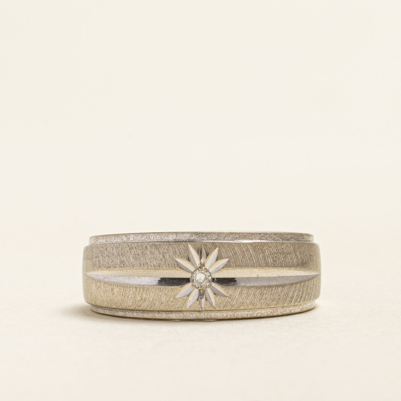 White Gold Star Set Diamond Band | 0.01ct | SZ 5.25