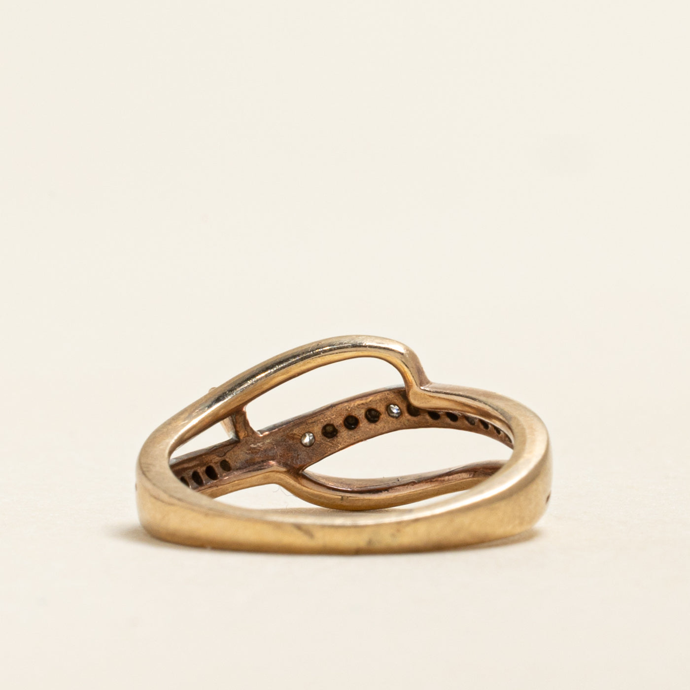 Yellow Gold Diamond Cross Over Ring | 0.02ctw | SZ 4