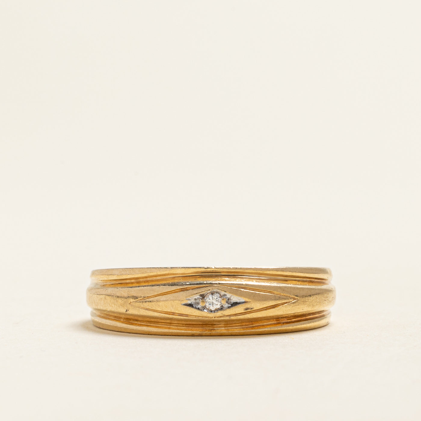 Single Stone Diamond Grooved Band | 0.02ct | SZ 10.25