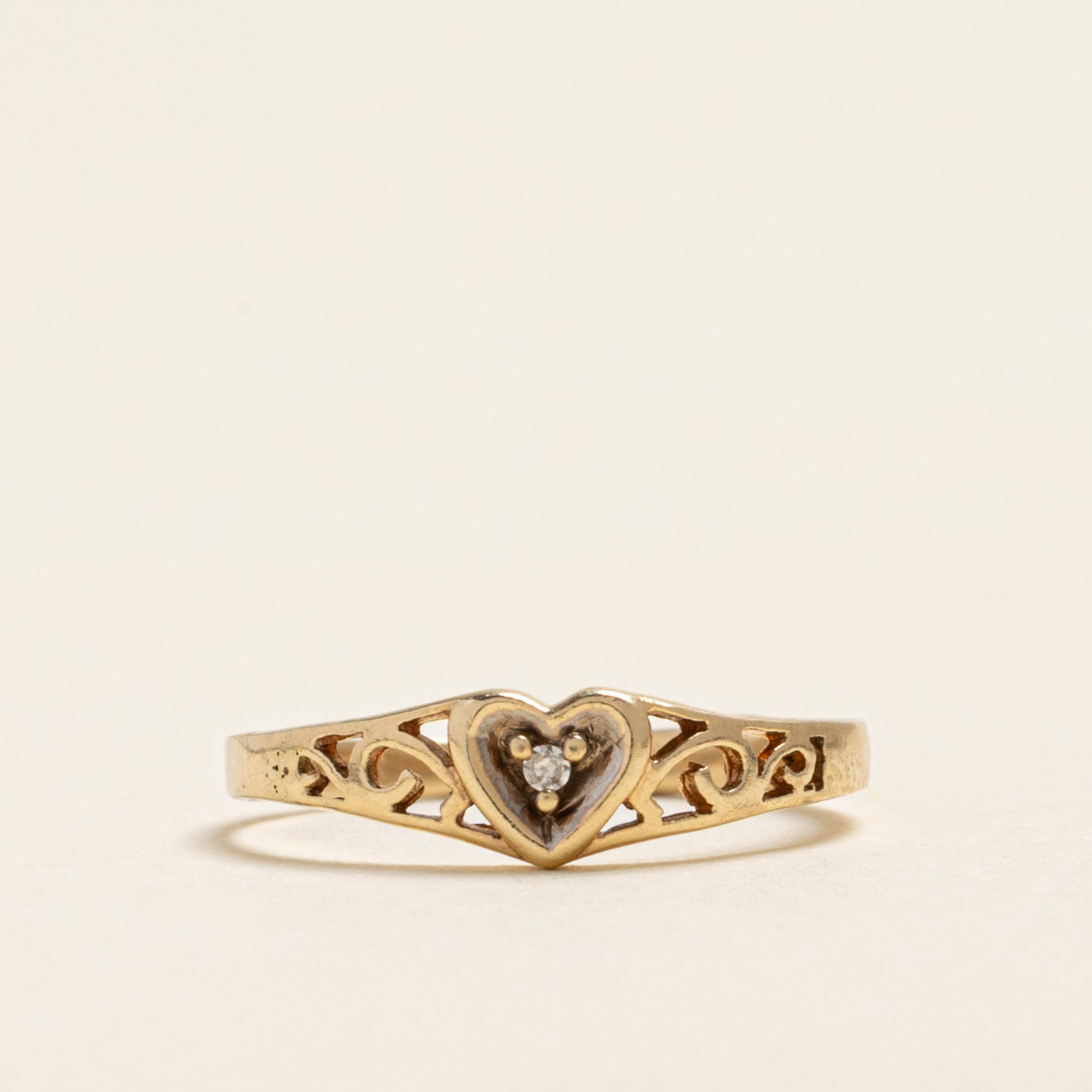 Diamond Heart Scrollwork Ring | 0.01ct | SZ 4