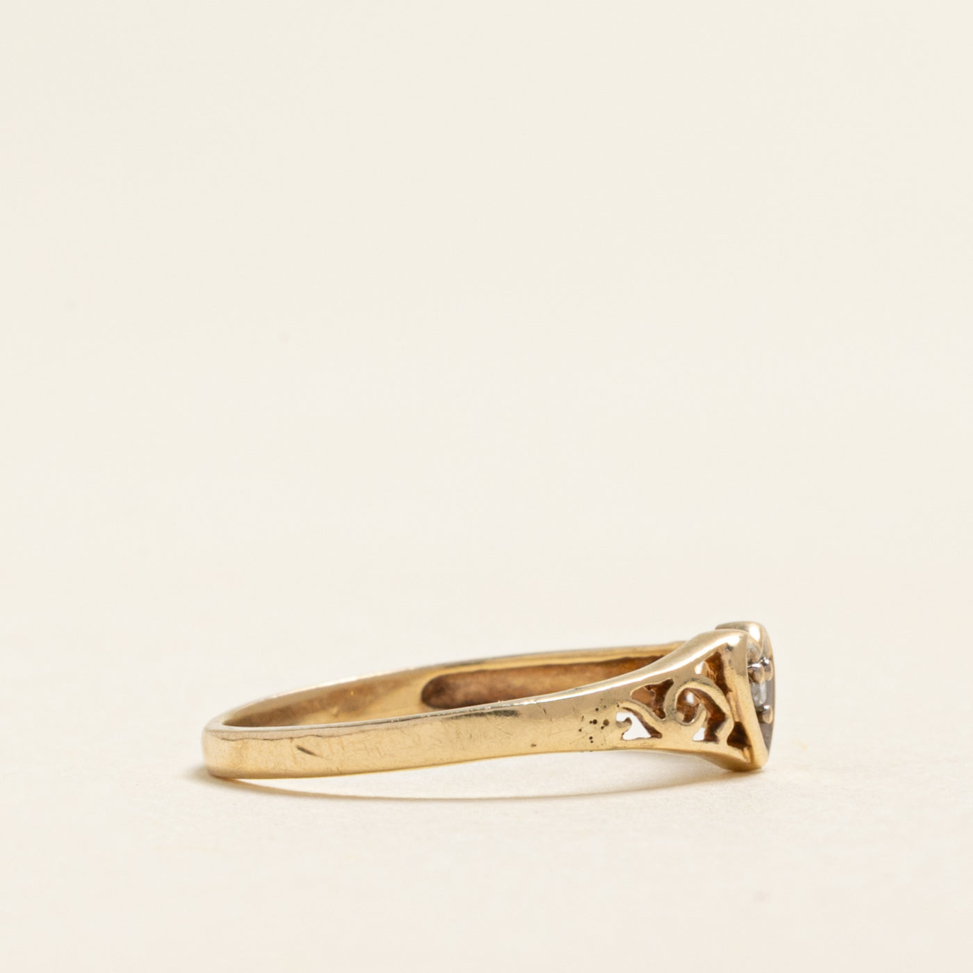 Diamond Heart Scrollwork Ring | 0.01ct | SZ 4