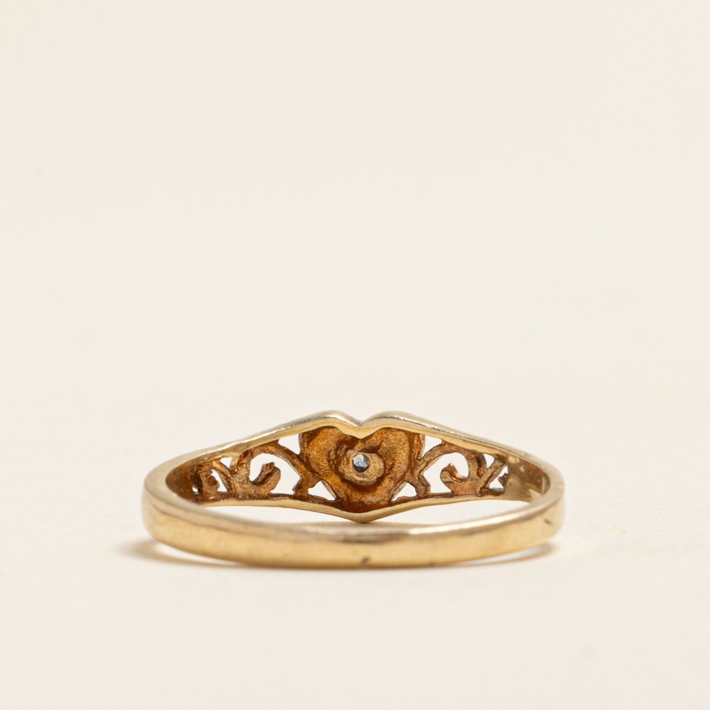 Diamond Heart Scrollwork Ring | 0.01ct | SZ 4