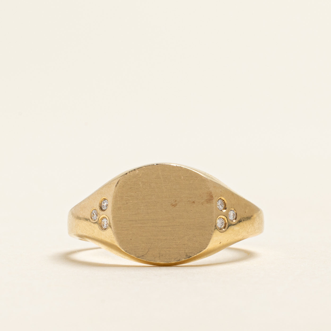 Yellow Gold Diamond Accented Signet Ring | 0.03ctw | SZ 7