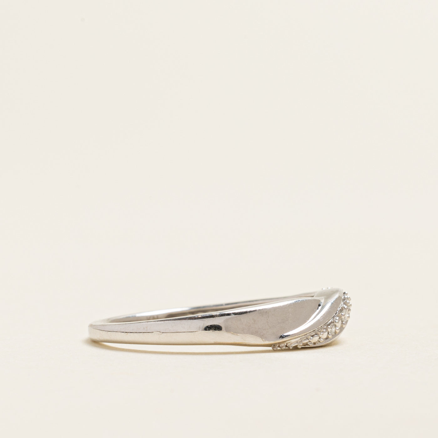 White Gold Diagonal Diamond Ring | 0.02ctw | SZ 9.75