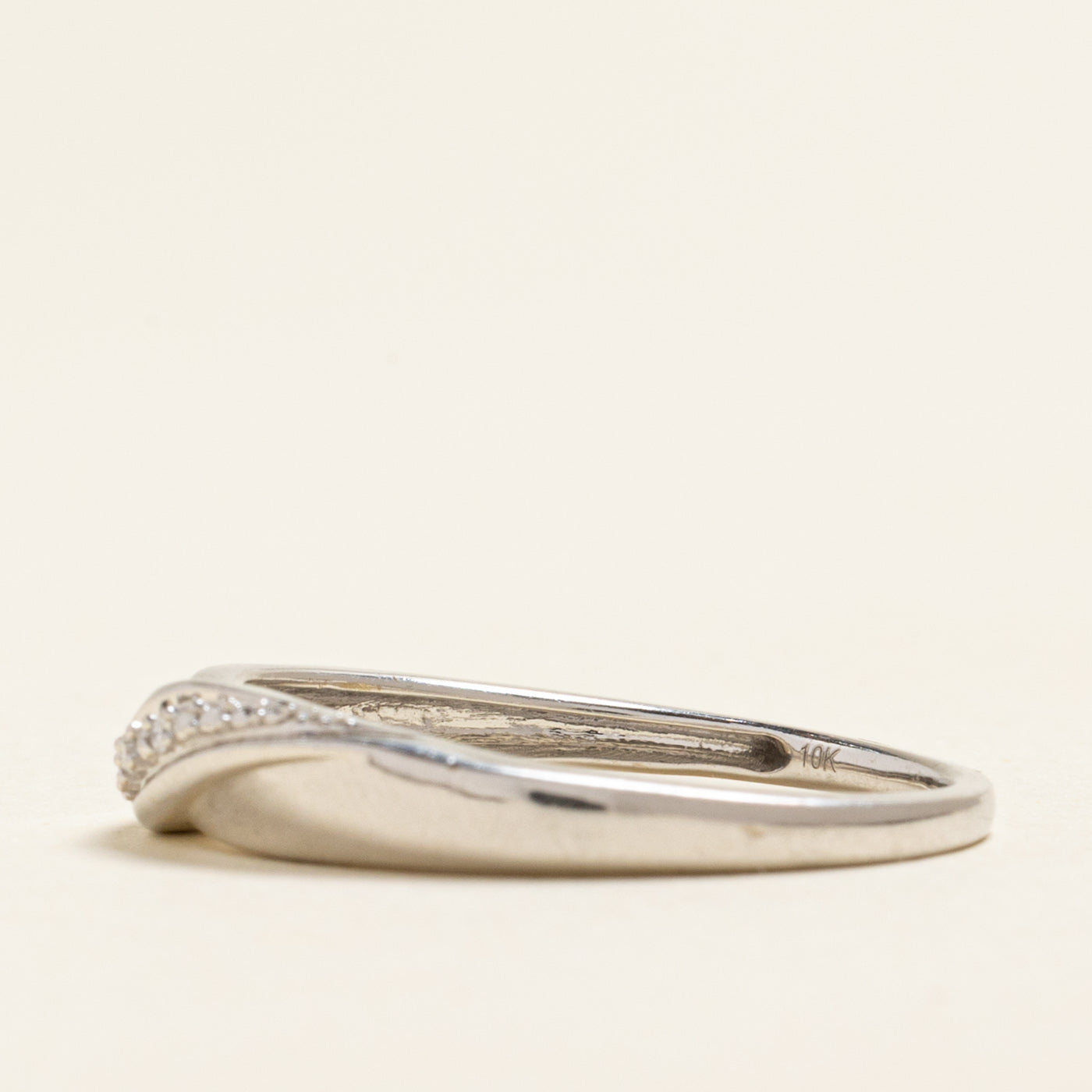 White Gold Diagonal Diamond Ring | 0.02ctw | SZ 9.75