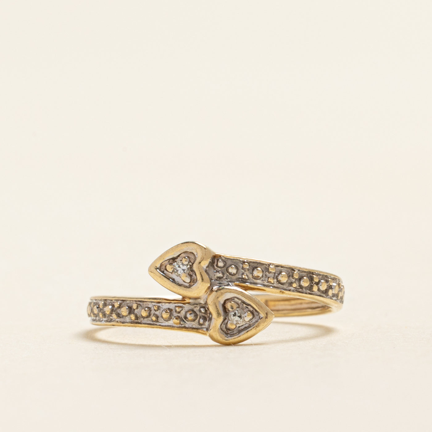Bague en forme de cœur sertie de diamants | 0,01 ct | Taille 2,75