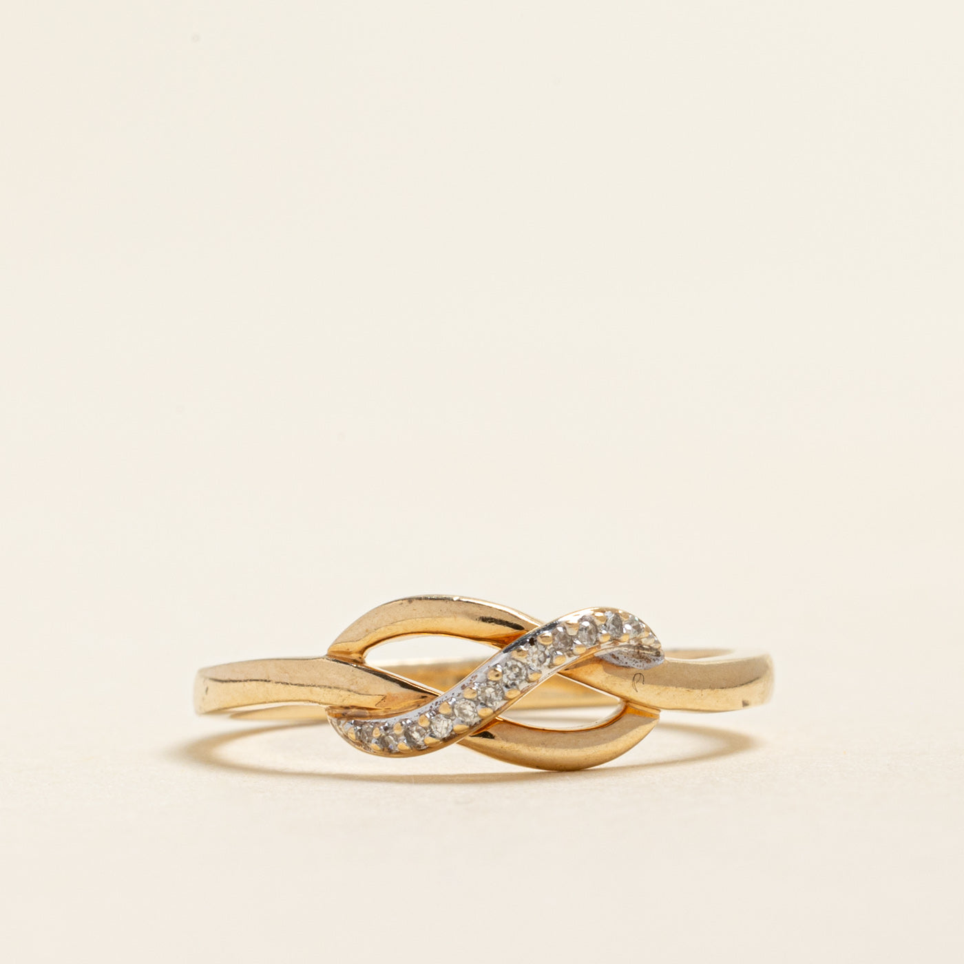 Yellow Gold Diamond Knot Ring | 0.03ctw | SZ 7.25