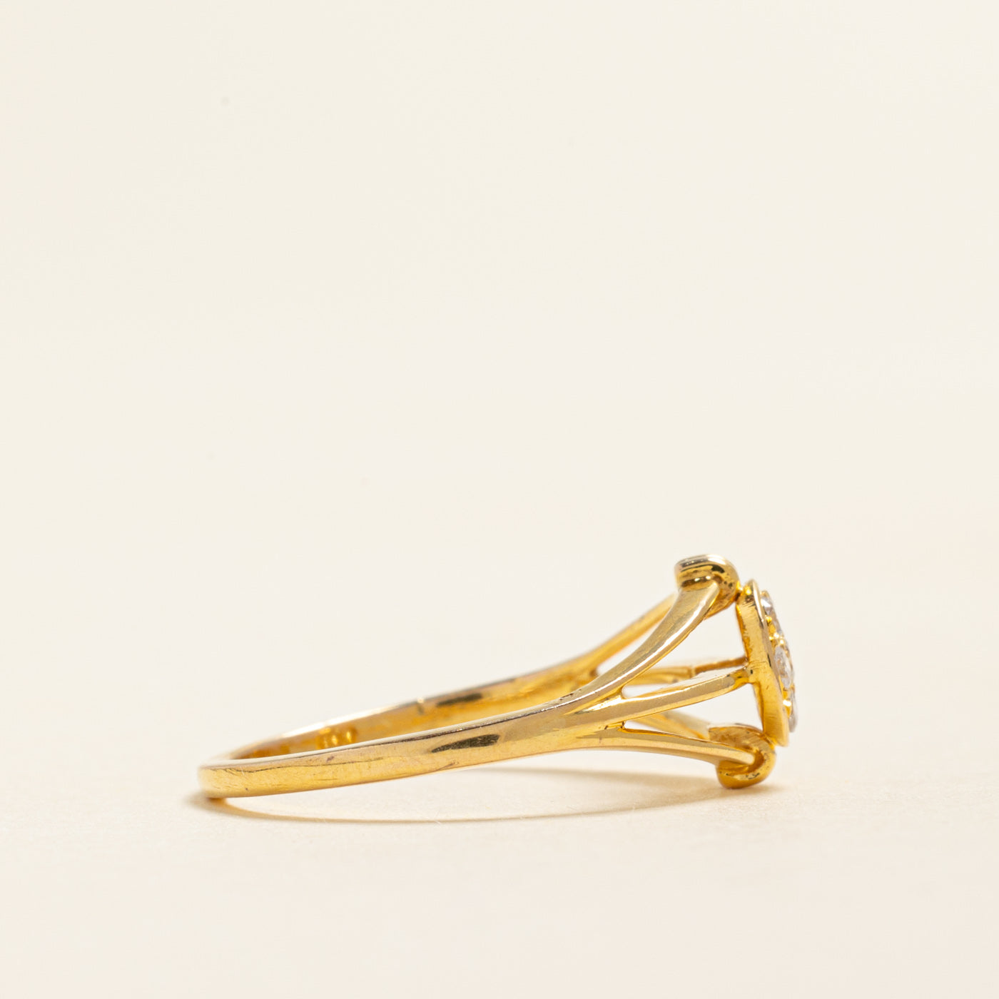 Bague ouverte sertie de diamants ronds | 0,15 ct | Taille 6,5