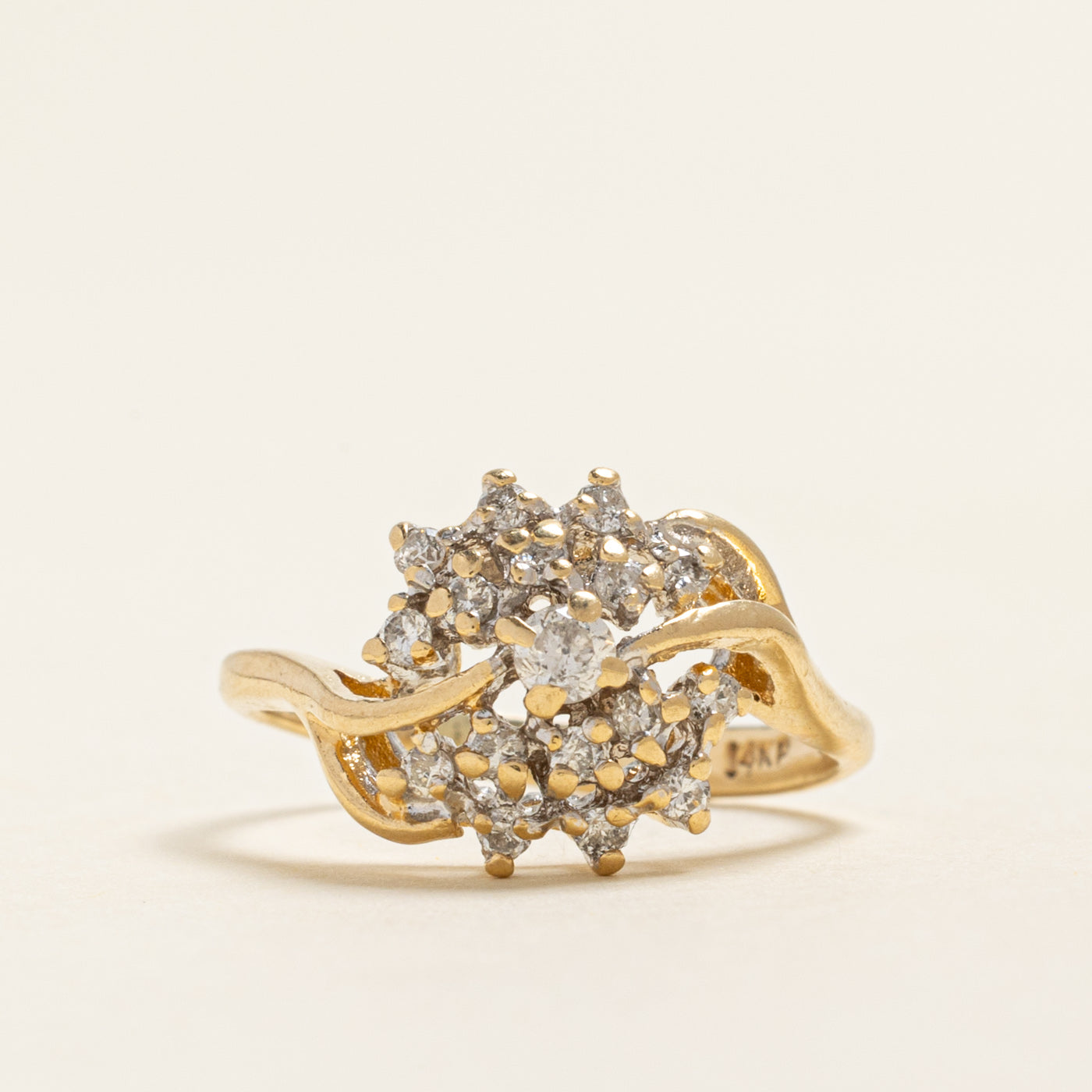 Yellow Gold Diamond Cluster Cocktail Ring | 0.25ctw | SZ 3.75