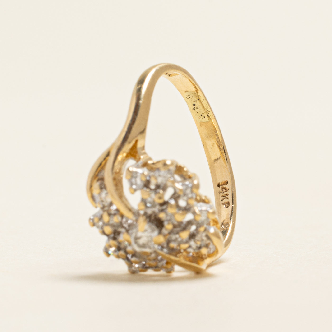 Yellow Gold Diamond Cluster Cocktail Ring | 0.25ctw | SZ 3.75