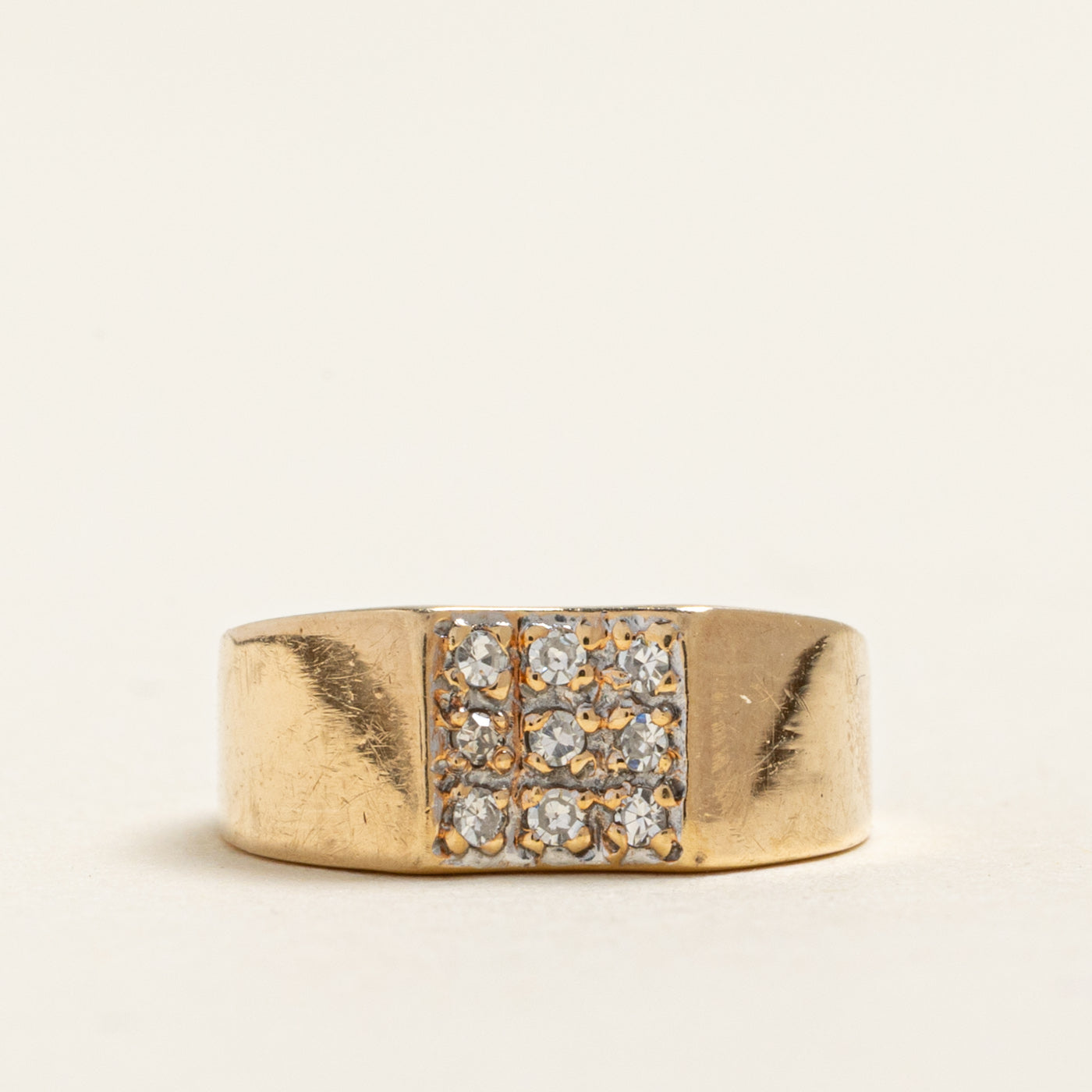 Yellow Gold Diamond Grid Ring | 0.12ctw | SZ 3.25