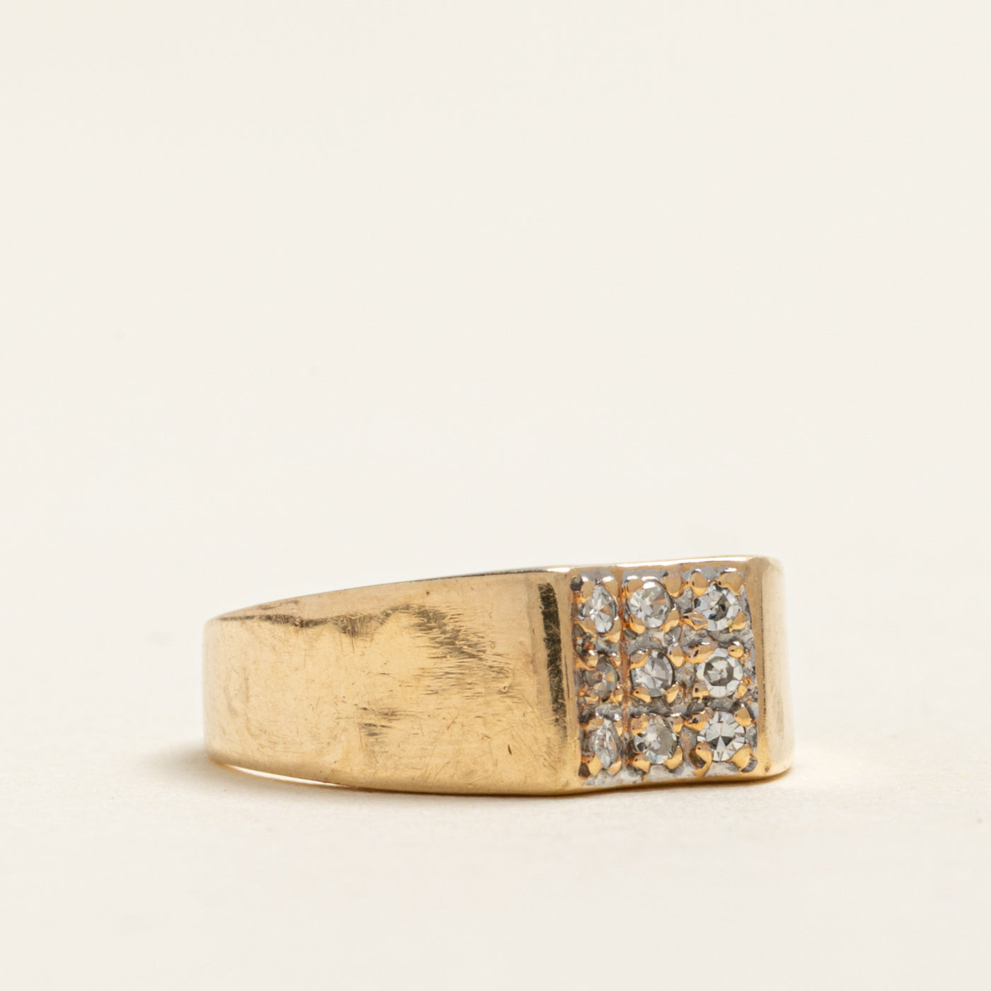 Yellow Gold Diamond Grid Ring | 0.12ctw | SZ 3.25
