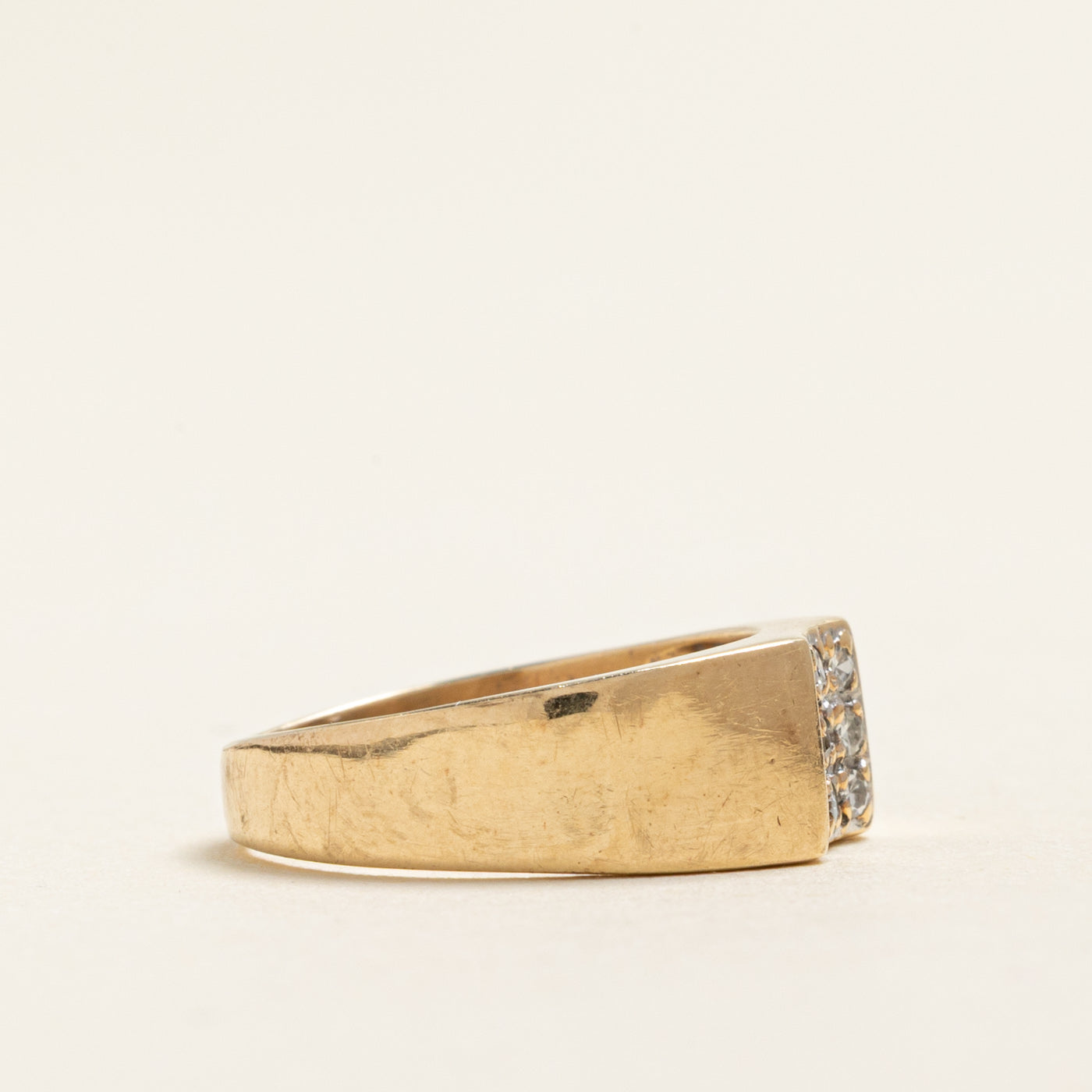 Yellow Gold Diamond Grid Ring | 0.12ctw | SZ 3.25