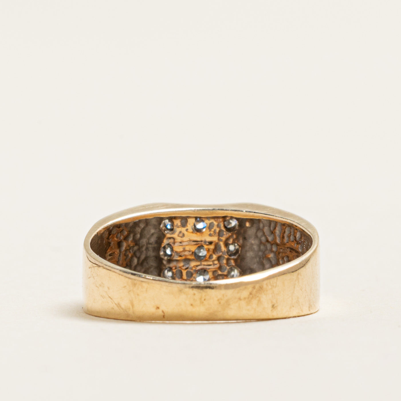 Yellow Gold Diamond Grid Ring | 0.12ctw | SZ 3.25