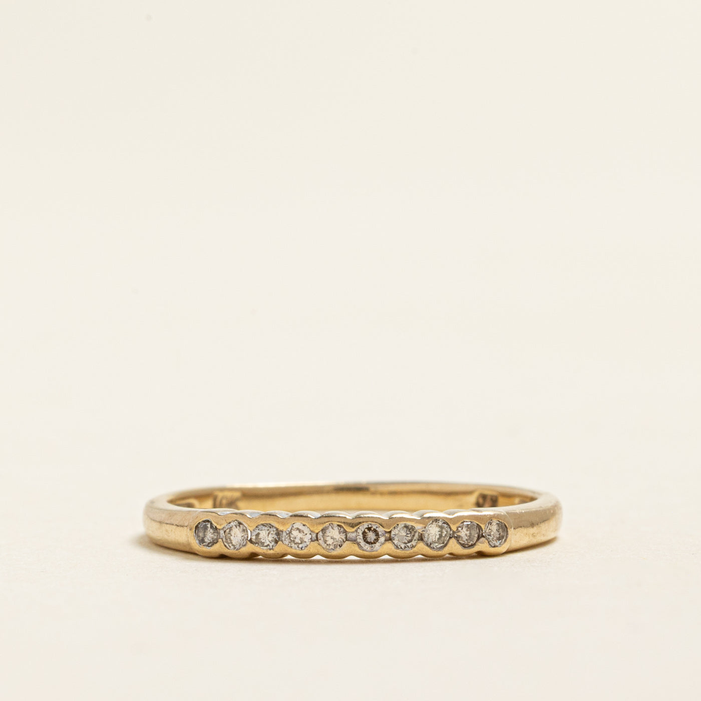 Yellow Gold Semi Eternity Diamond Ring | 0.10ctw | SZ 6.75