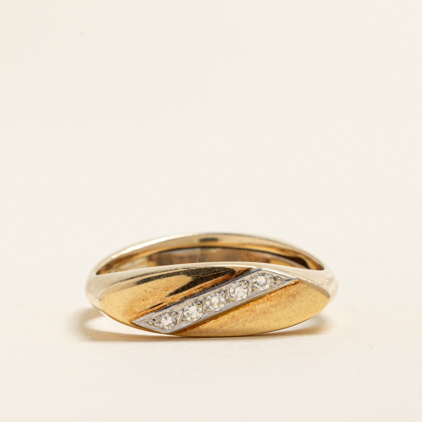 Diagonal Diamond Marquise Signet Ring | 0.07ctw | SZ 9
