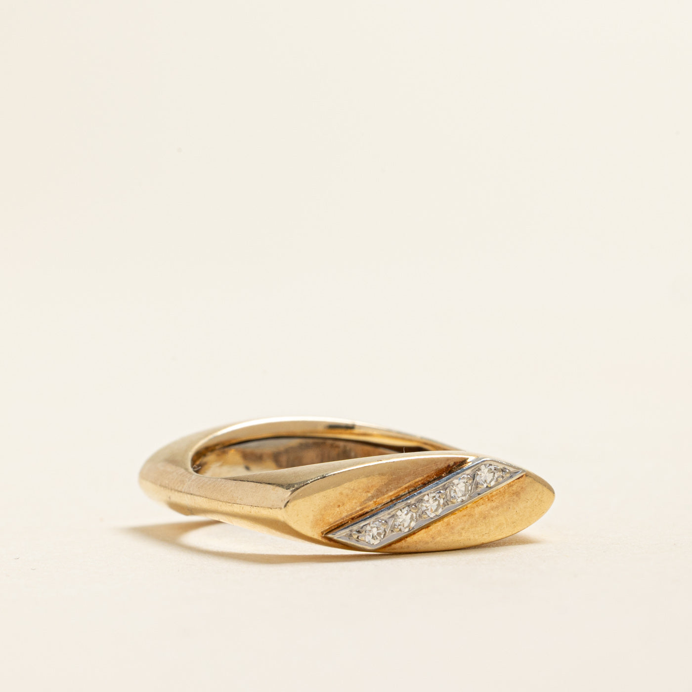 Diagonal Diamond Marquise Signet Ring | 0.07ctw | SZ 9