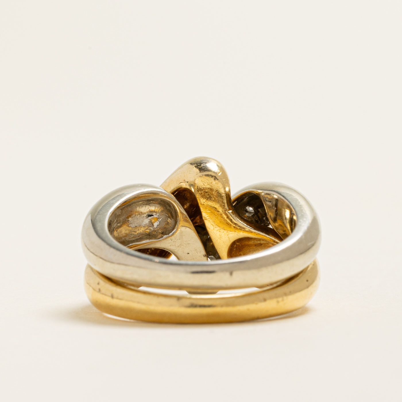 18k Two Tone Gold Diamond Intertwined Ring | 0.10ctw | SZ 6.25