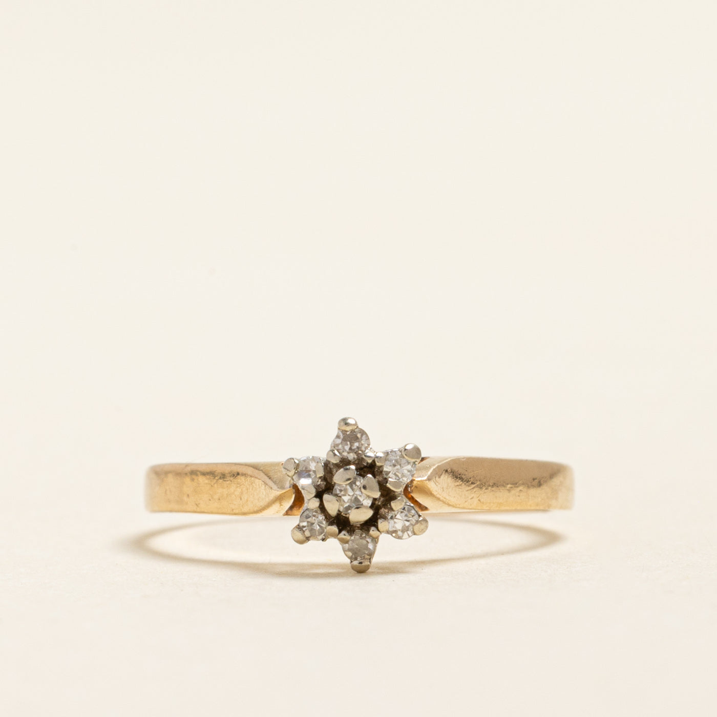 Yellow Gold Diamond Petal Petite Ring | 0.06ctw | SZ 3.5
