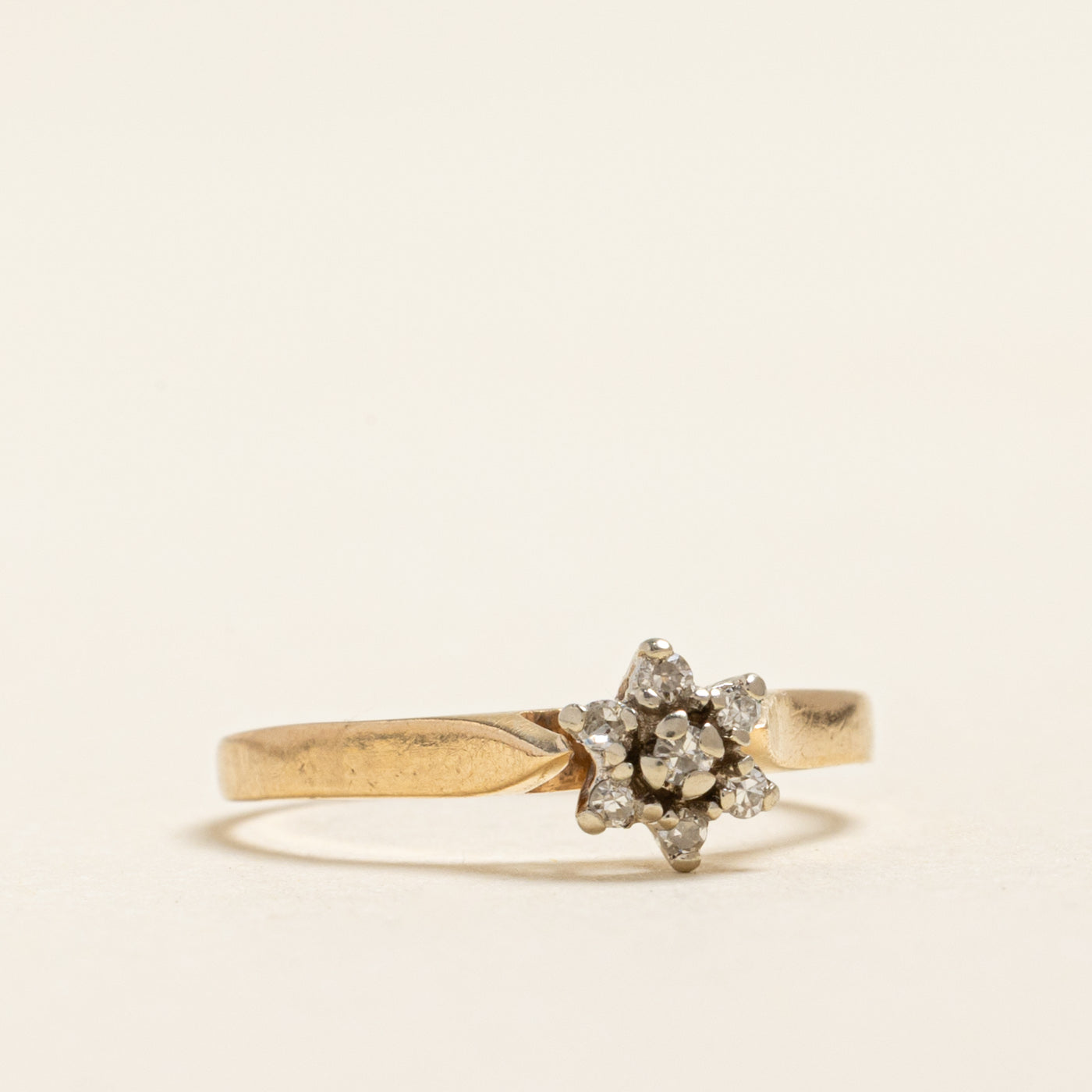 Yellow Gold Diamond Petal Petite Ring | 0.06ctw | SZ 3.5