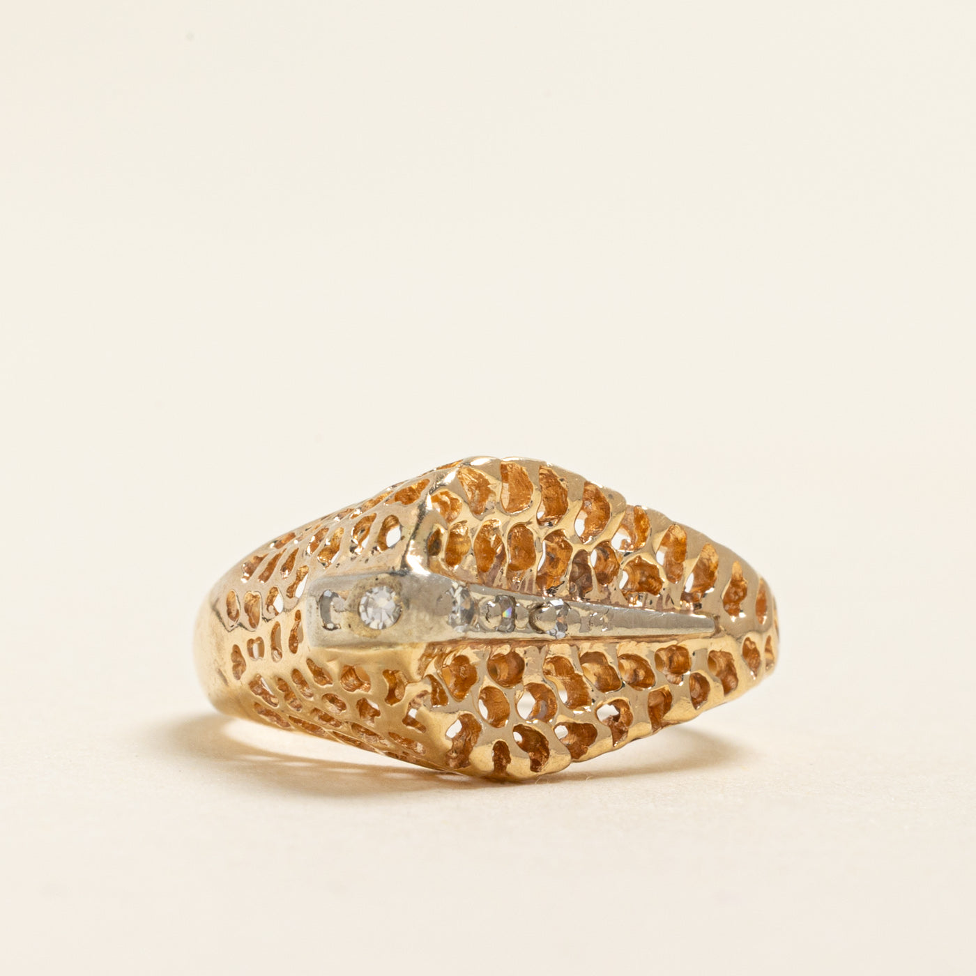 Yellow Gold Diamond Openwork Cocktail Ring | 0.06ctw | SZ 5.75