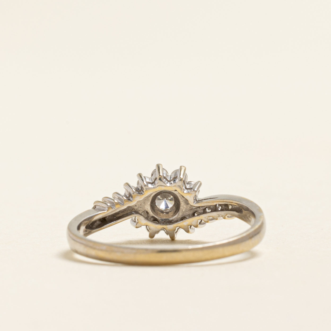 18k Bezel Set Diamond Petal Bypass Ring | 0.34ctw | SZ 5.5